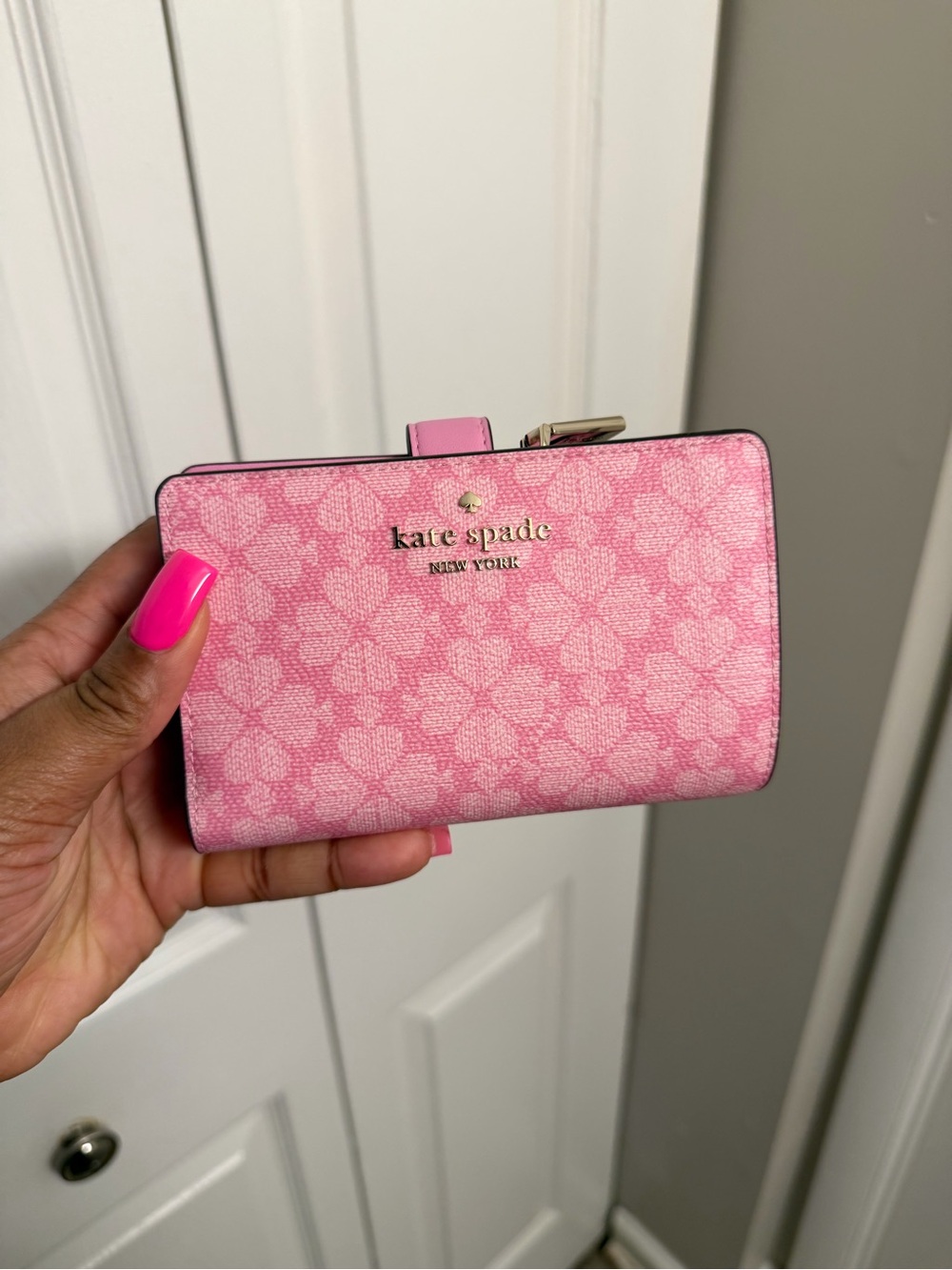 kate spade Pink Floral Pattern Compact Wallet